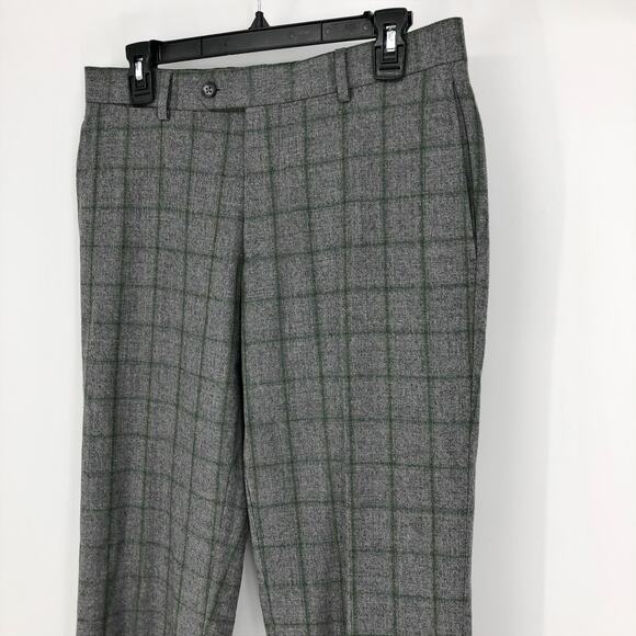 ENGLISH LAUNDRY Men's Suit Dress Pants 38R Grey Slim Fit Wool Windowpane NWOT - Picture 6 of 11